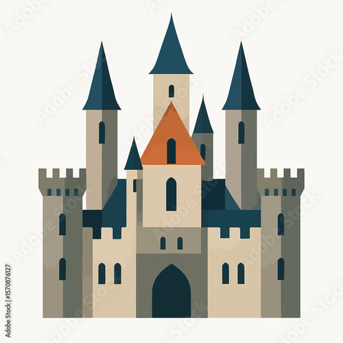 Medieval Stone Castle With Towers And Battlements