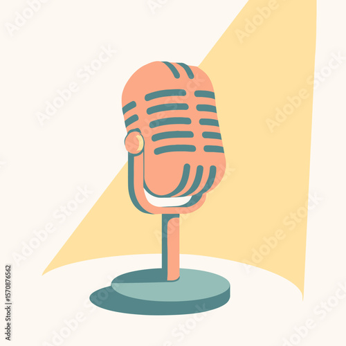 Retro Microphone Under Studio Spotlight