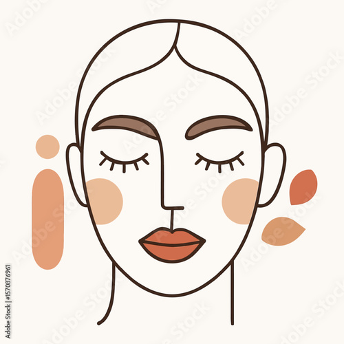 Minimalist Human Head Outline With Abstract Shapes