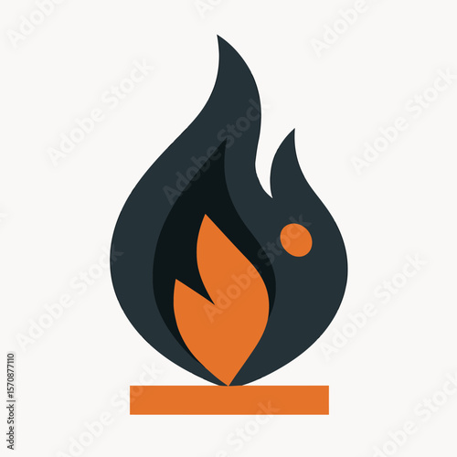 Modern Minimal Fire Flame Icon On White