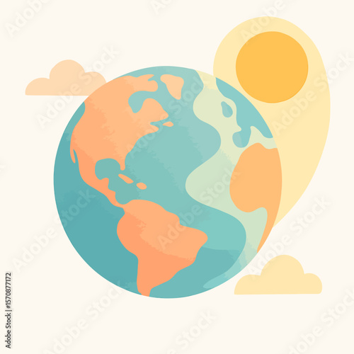 Earth And Sun In Soft Pastel Colors