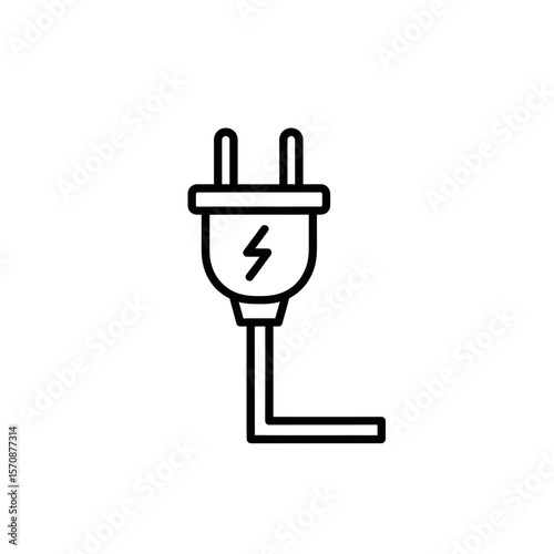 Electric plug with cable in minimalist outline design  