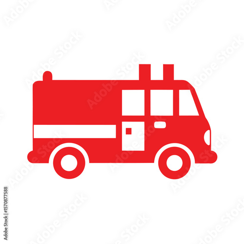Fire truck silhouette in clear minimalist vector for emergency rescue and fire service