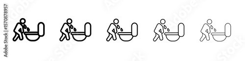 vomiting in bathroom icon outline simple illustration isolated