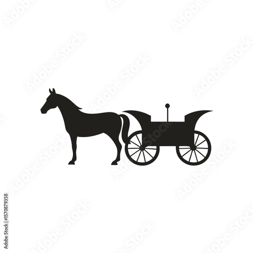 Minimalist horse drawn carriage vector for historic transport and countryside theme