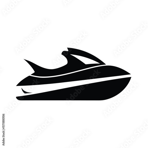 Minimalist water scooter vector for ocean fun sport activity and coastal ride branding