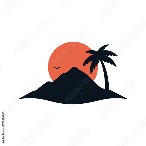 Jet ski silhouette in minimalist design for water sport sea adventure and summer concept