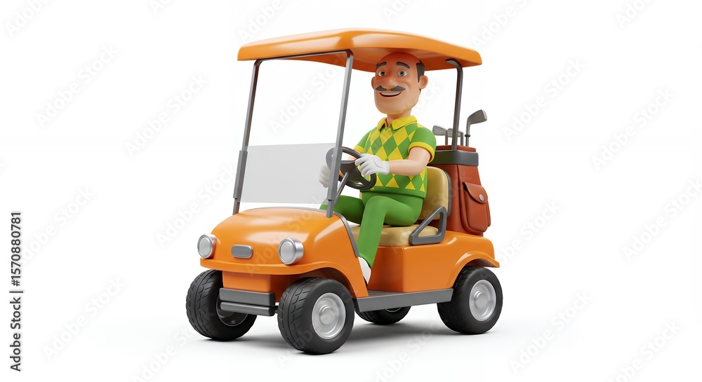 Fototapeta premium Cartoon golf cart with driver