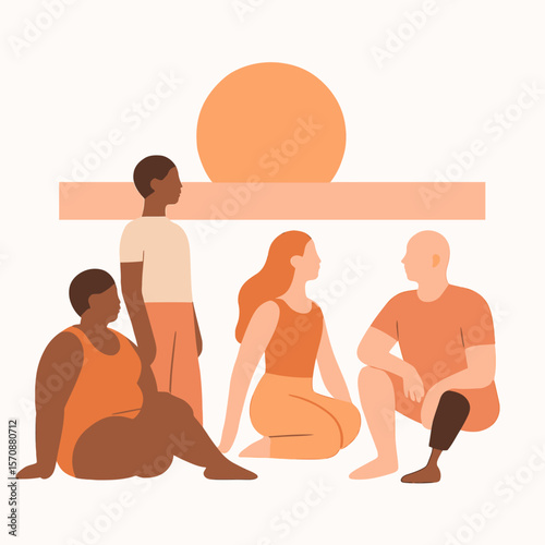 Diverse Group Connecting Outdoors At Sunset
