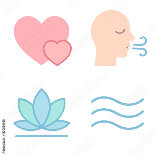 Mindful Breathing And Wellness Calm Icons