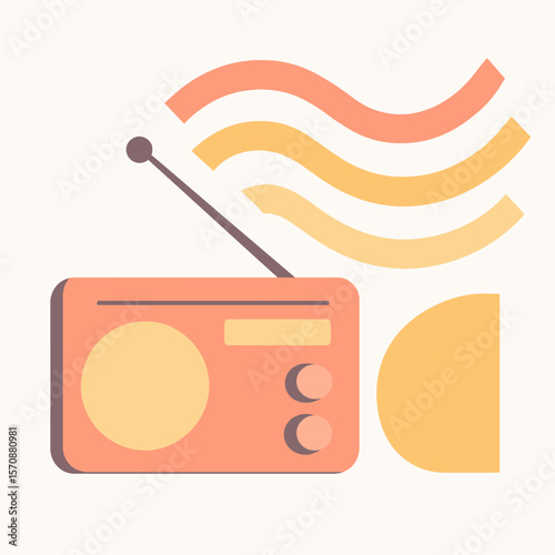 Retro Radio Waves With Antenna