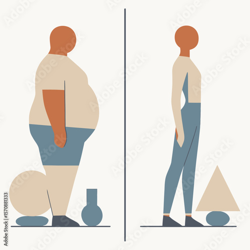 Weight Loss Transformation Concept For Healthy Lifestyle
