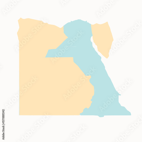 Minimal Map Of Egypt With Nile River Highlighted