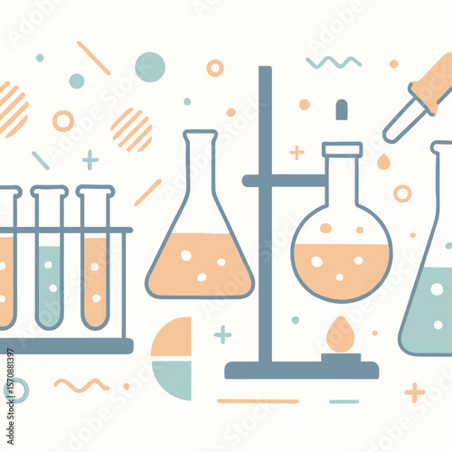 Colorful Chemistry Lab Equipment Flat Icons