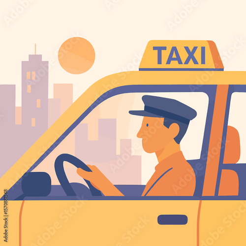 Friendly Taxi Driver Navigates City Streets
