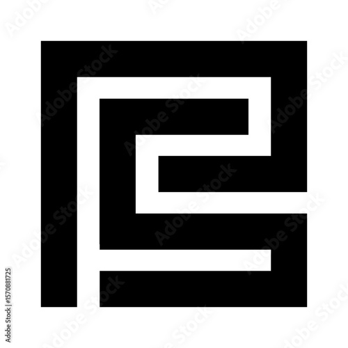 Alphabet letter PS with rectangle  monogram logo vector design