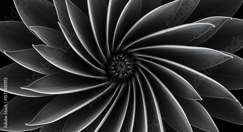 Wallpaper Mural Abstract black and white fractal art with a dynamic spiral design, showcasing intricate patterns and geometric symmetry for a captivating backdrop Torontodigital.ca