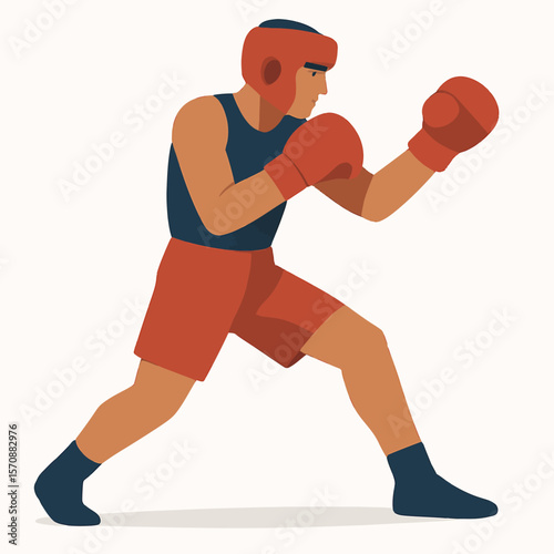 Boxer In Fighting Stance Ready For Competition