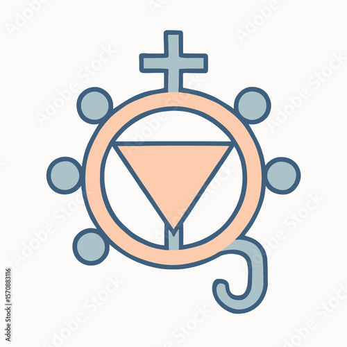 Ancient Alchemy Symbol With Religious Cross
