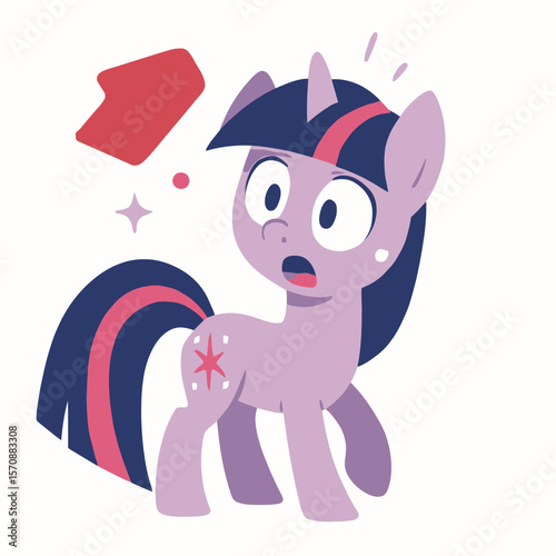 Surprised Cartoon Pony With Magical Expression