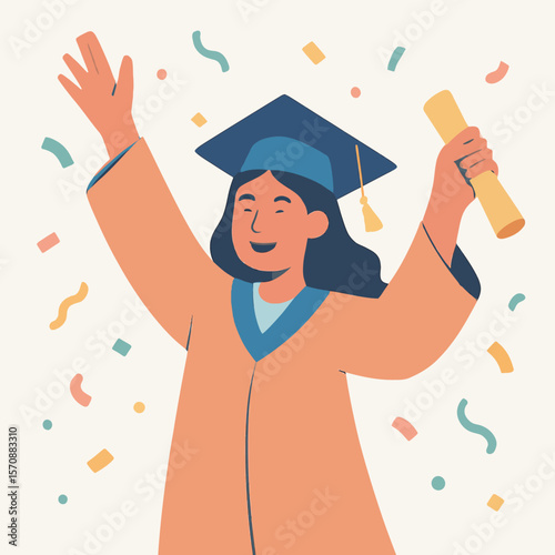 Happy Female Graduate Celebrating Academic Success
