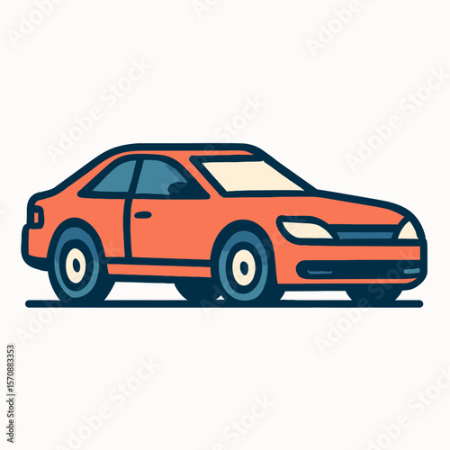 Modern Red Sedan Car Side View