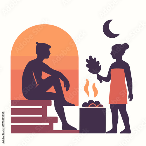Authentic Sauna Relaxation Ritual At Night