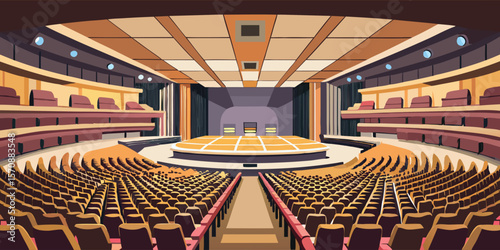 Modern auditorium stage with tiered seating interior