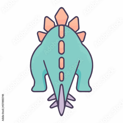Cute Cartoon Stegosaurus Top View With Pink Plates