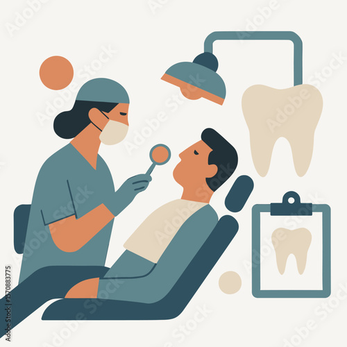 Dentist Examining Patient In Modern Dental Clinic
