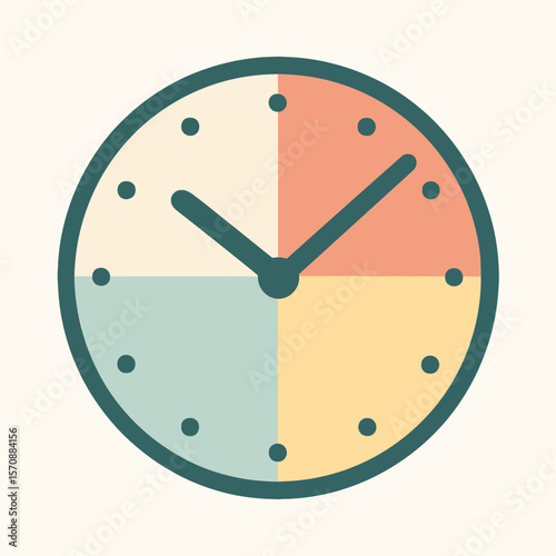 Minimalist Wall Clock With Colorful Segments