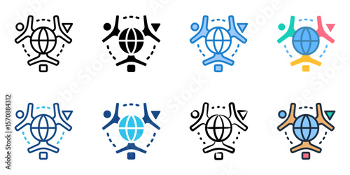 Workplace diversity icon set multiple style collection 
