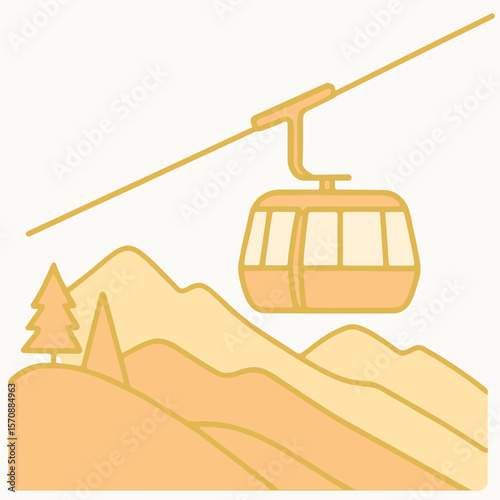Mountain Cable Car Journey Over Pine Hills