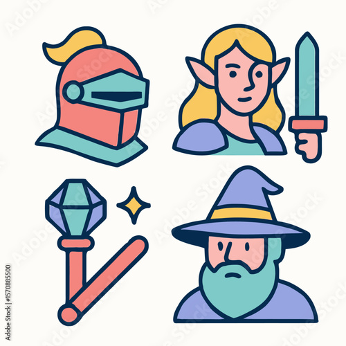 Fantasy Rpg Characters Knight Mage Elf Collection