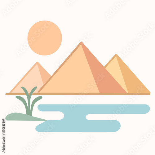 Ancient Egyptian Pyramids Beside The Nile River