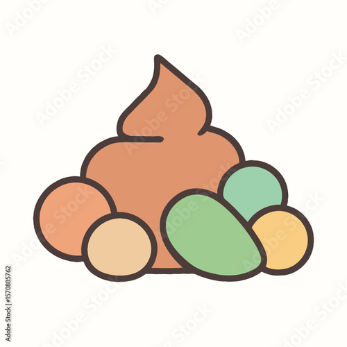 Cute Cartoon Animal Droppings With Colored Eggs