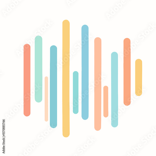 Colorful Minimal Sound Wave Abstract On White