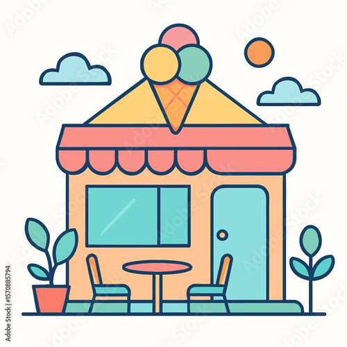 Cute Ice Cream Shop With Outdoor Seating