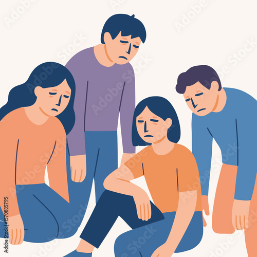 Sad Group Of Friends Comforting Each Other