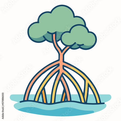Mangrove Tree Growing In Coastal Water