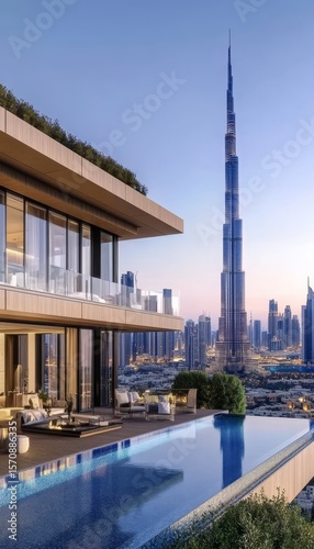 Luxury Villa Azure Dream Breathtaking Infinity Pool with Stunning Views of Dubai s Iconic Skyline