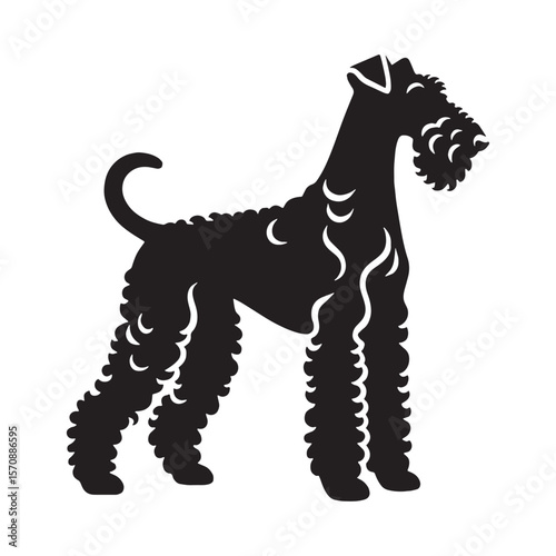Dignified Airedale Terrier digital black profile, presented with clean, sharp, professional edges - Airedale Terrier silhouette - Airedale Terrier Vector - Silhouette of Airedale Terrier - dog vector
