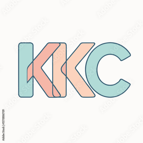 Pastel Monogram Kkc Overlapping Letter Concept