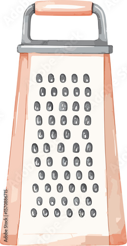 Grater watercolor baking tools and ingredients vector illustration