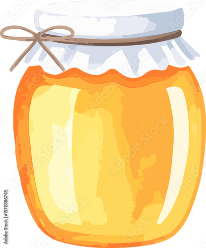 Honey jar watercolor baking tools and ingredients vector illustration