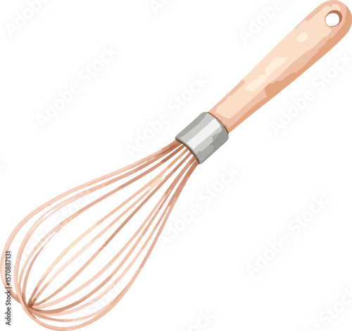 Whisk watercolor baking tools and ingredients vector illustration
