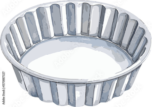 Cake pan watercolor baking tools and ingredients vector illustration