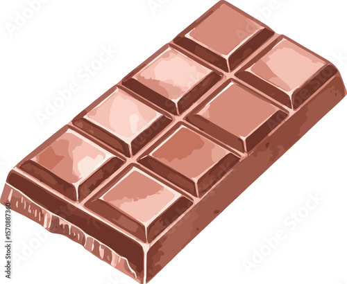 Chocolate bar watercolor baking tools and ingredients vector illustration