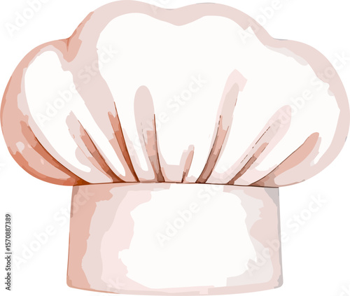Chef hat watercolor baking tools and ingredients vector illustration