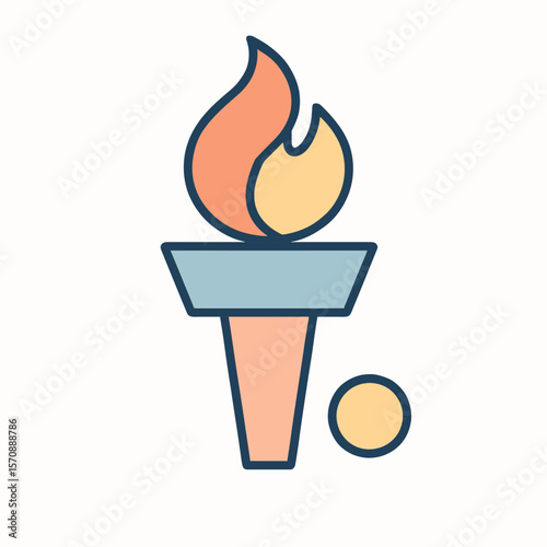 Minimalistic Torch Flame Symbol For Victory